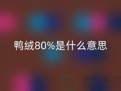 白鴨絨80%是什么意思？@杭州羽絨收購廠家